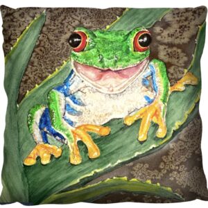 Treefrog artwork on cushion