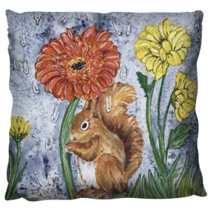 Flower brolly Red squirrel on a cushion
