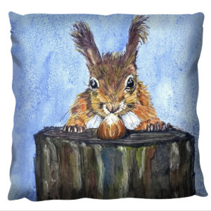 Squirrel artwork on cushion