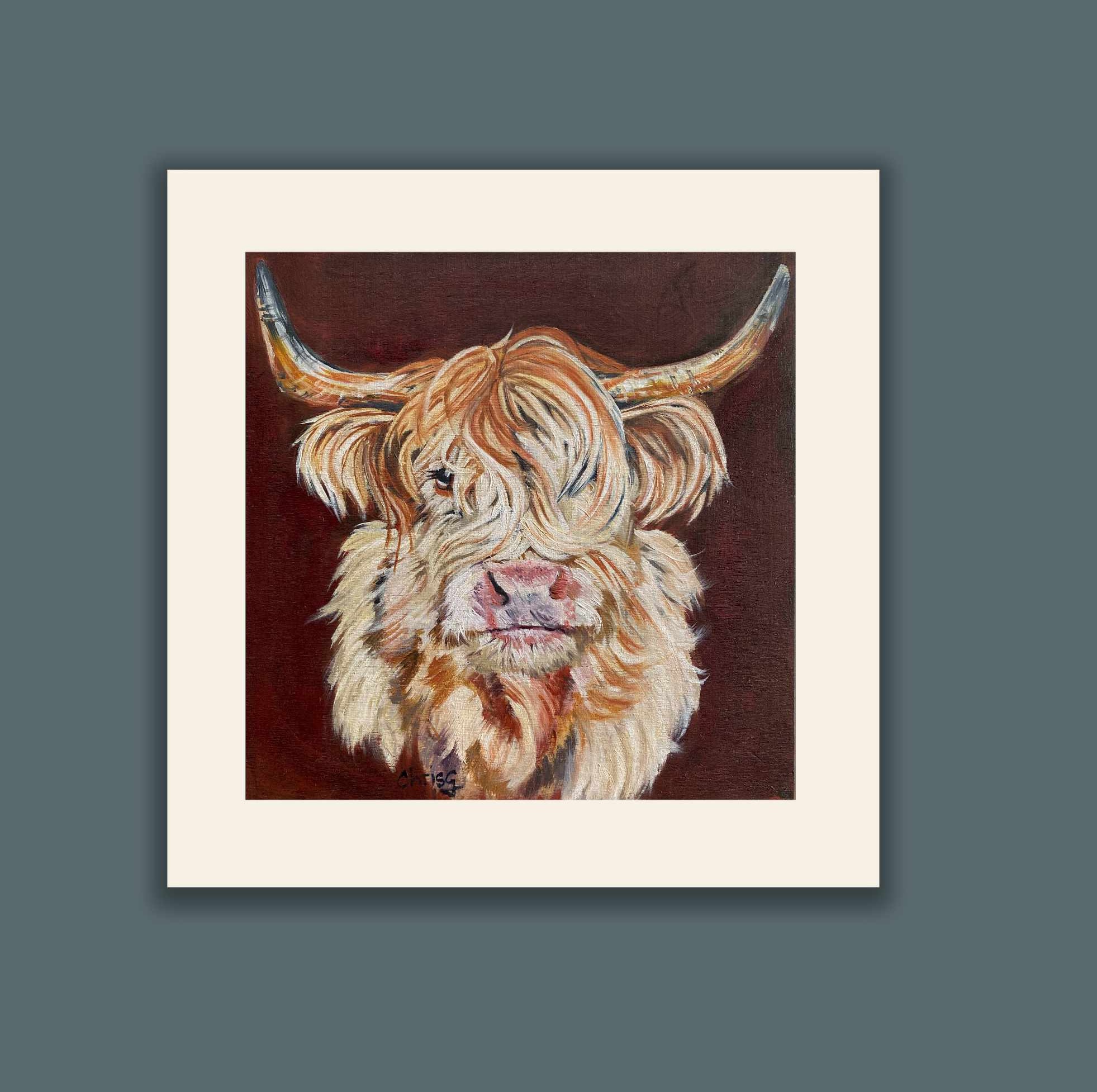 Mounted print of highland cow Rosie