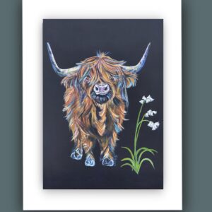 Highland Cow Prints-White Bluebell