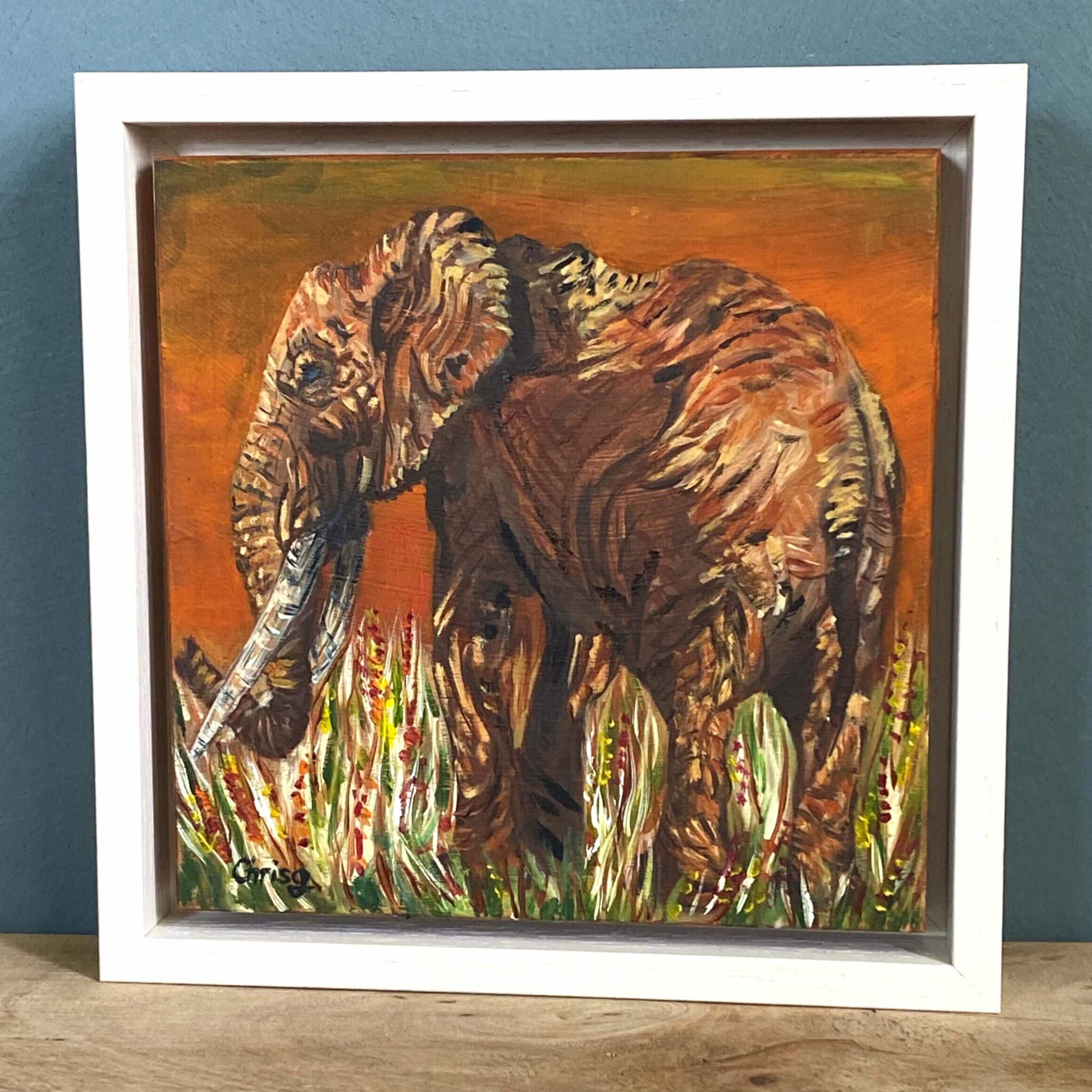 Original oil painting of elephant called Belle